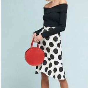 Maeve Anthropologie Polka Dot Flounced Skirt